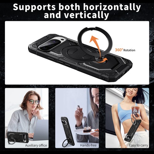 Funda rígida híbrida a prueba de golpes con soporte de anillo magnético para Google Pixel 9 Pro XL/9 Pro/9 - Imagen 4 de 54