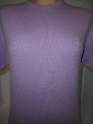 BALLANTYNE Womens Short Sleeve Cashmere Pullover Purple Sweater Medium Scotland - Picture 4 of 9