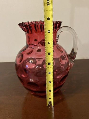 VTG Fenton Glass Ruby Overlay Dot Optic 70oz Jug Pitcher (5) Tumblers #1353 READ - Picture 8 of 21