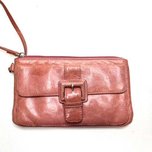 *Retro HOBO INTERNATIONAL Pink Leather Wristlet/Wallet w/Decorative Buckle - Picture 2 of 12