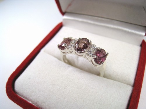 PINK TOURMALINE & WHITE SAPPHIRE RING 2.00 CTW #7.75 WHITE GOLD over 925 SILVER - 第 7/11 張圖片
