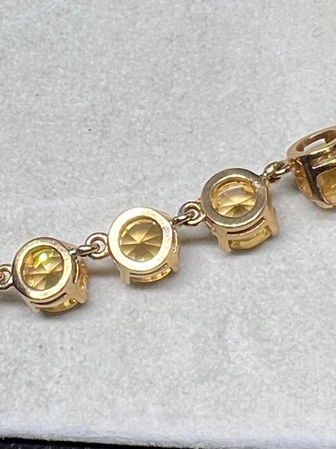 Ann Taylor Necklace Citrine Color Rhinestones Gold Tone Chain Statement Piece - Picture 4 of 7