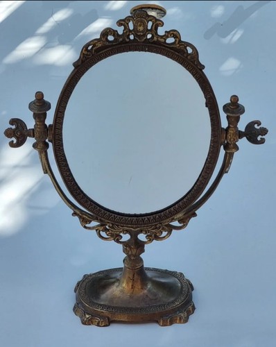 Specchio Da Tavolo In Ottone Vintage - Foto 3 di 4