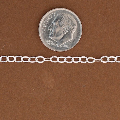Catena per cavi ovale in argento sterling da 1 piede. Cavo taglio diamantato, catena a piede 1808DC - Foto 2 di 2