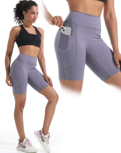 Women's 3 Pack Biker Shorts High Waist Running Yoga Shorts with Pockets9119 P... - Picture 6 of 7