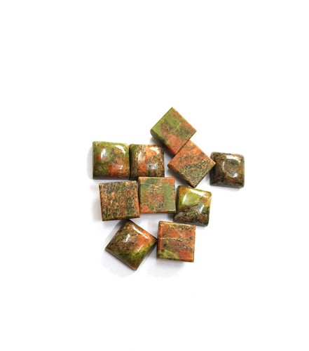 Calibrated Unakite Square Cabochon 6x6mm To 12x12mm Natural Loose Gemstone - Picture 2 of 6