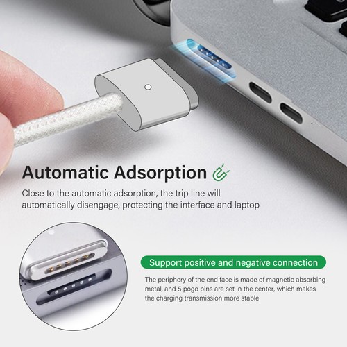 For MacBook Air/Pro USB-C Type C to Magsafe 3/2/1 (L/T-Tip)Magnetic Power Cable - Picture 5 of 21