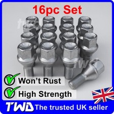 16x ALLOY WHEEL BOLTS - FIAT DOBLO (M12X1.25) 17MM HEX SILVER NUT LUG STUD SET