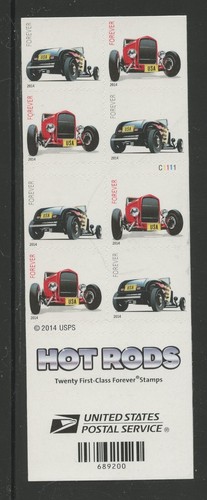 US 4909b (4908-09), 2014 (49c) HOT ROD, UNF BKLT PANE, MNH (US3918K)