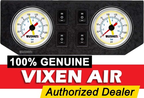 2"DUAL NEEDLE PRESSURE AIR GAUGES LIGHT/BRACKET/4 SWITCH SUSPENSION 220PSI WHITE - Picture 1 of 8