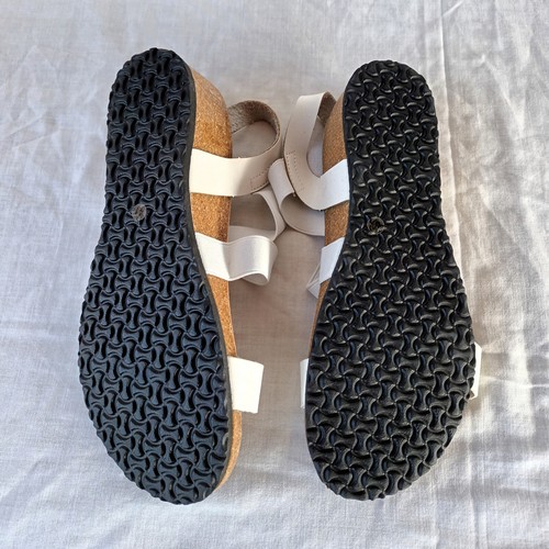 Simius Women Wedge Sandals Shoes Size 9.5 Leather White Elastic 04578 - Picture 6 of 6
