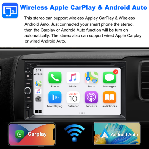Car Stereo Bluetooth Carplay GPS Radio Double 2 Din 7" CD DVD Player with Camera - Picture 4 of 13