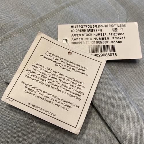 NEW Propper Button Up Shirt Mens 17 Tapered Body Short Sleeve AG 469 Army Green - Picture 5 of 19