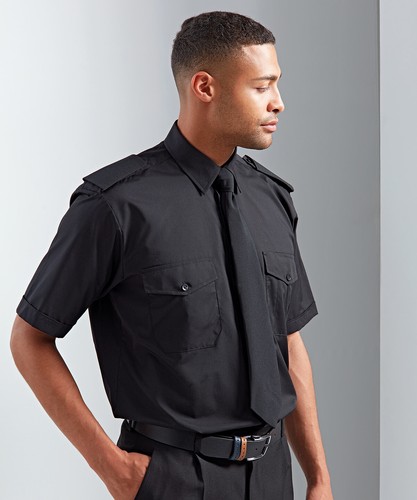 Mens SHORT Sleeve Pilot Security Shirt Business Work Smart Formal Uniform PR212 - Picture 4 of 12