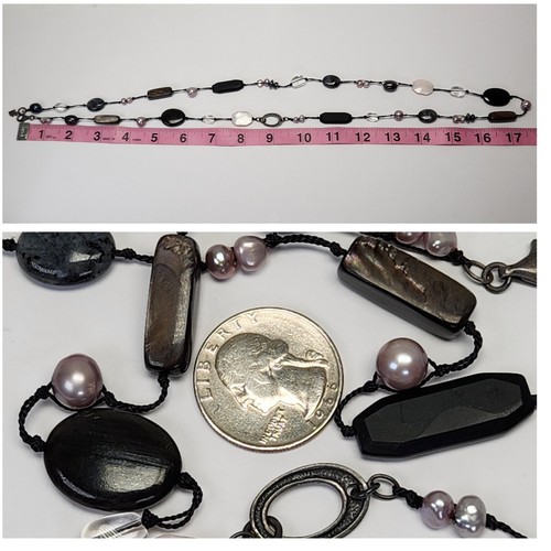 Collier Silpada "Centre-ville" perle hématite calcédoine 925 sterling 36 pouces - Photo 8/10