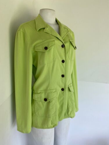Women’s Moschino Vintage 1990s Lime Green Lightweight Denim Jean Jacket M 12 - Picture 2 of 5