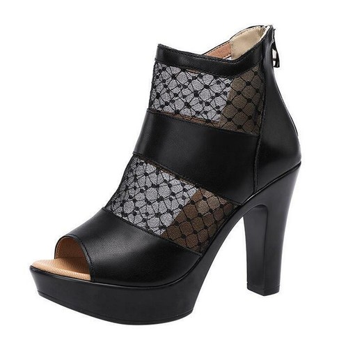 Women Summer Platform High Heel Roman Sandals Peep Toe Stiletto Mesh Shoes Size - Bild 3 von 15