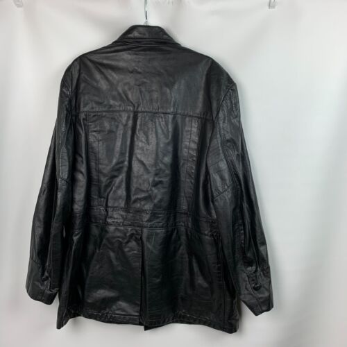 Cooper Vintage Jacket Black Leather Collared Buttons Pockets Zip Out Lining 46 - Picture 2 of 14
