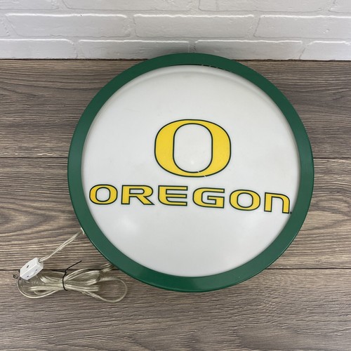 Oregon Ducks 15" Round Lighted Green Wall Sign Light Wall Lamp Tested Working - Picture 3 of 8