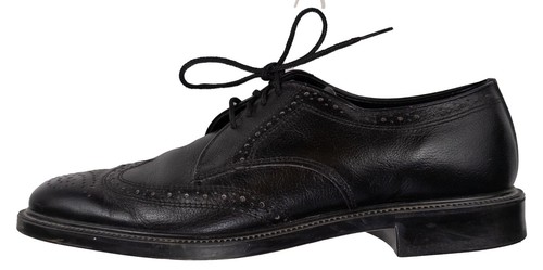 Vintage Endicott Johnson Black Leather Wingtip Shoes 9.5D USA Brogues - Picture 5 of 8