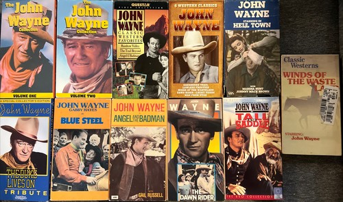 Lot of 11x John Wayne VHS VCR Movies Blue Steel Duke Western Hell Town Saddle