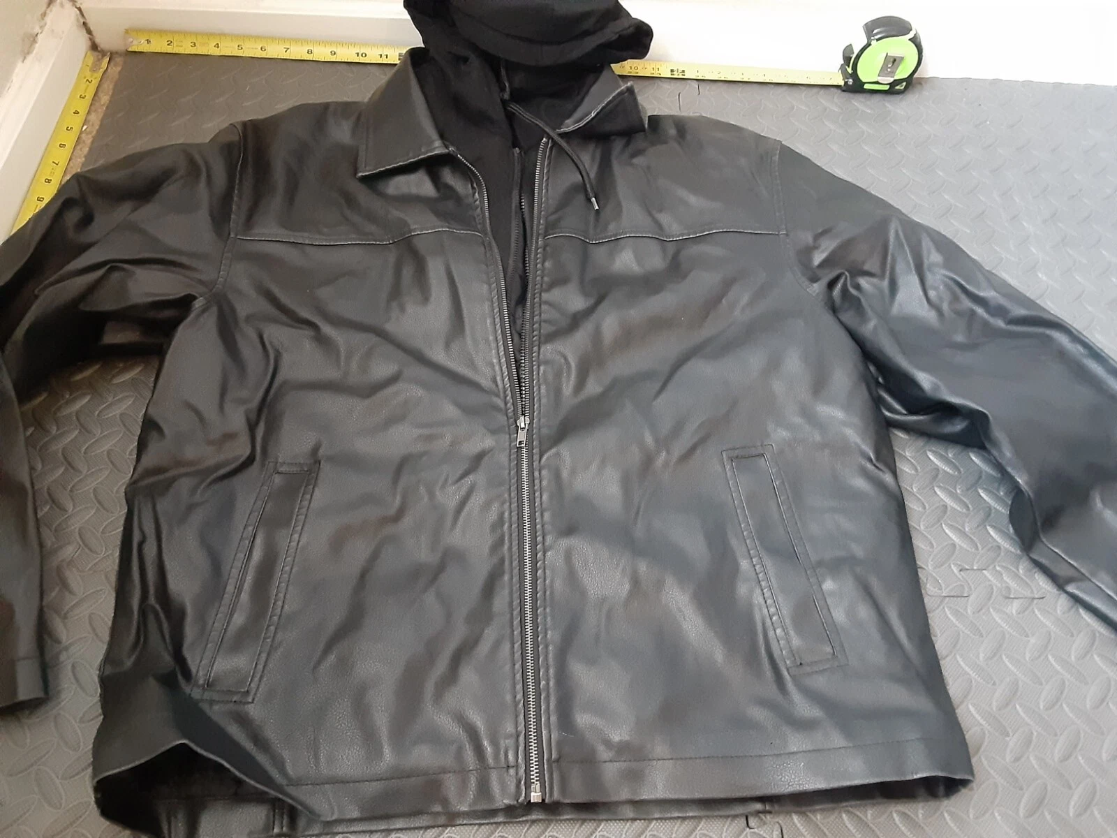 Vintage Y2K De Coded Faux Leather Jacket Mens Large Black Grunge Biker #S150 - product detail image 2