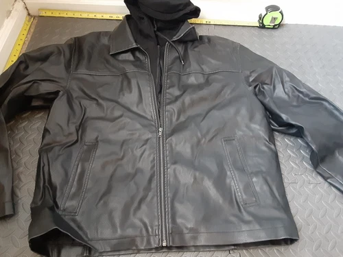 Vintage Y2K De Coded Faux Leather Jacket Mens Large Black Grunge Biker #S150 image 2
