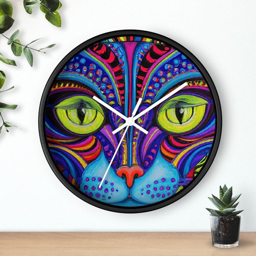 Retro Cat Art Abstract Style Print Wall Clock Gift for Pet Lovers Cat Lady - Picture 19 of 19
