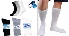 3 or 6 Pair Health Circulatory Crew Cotton Diabetic Socks White Black 9-11 10-13