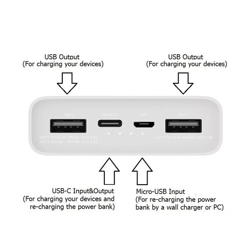 Xiaomi Mi Power Bank 3 20000mAh 18W Carga Rápida USB Tipo C Portátil Bate Externo - Imagen 10 de 19