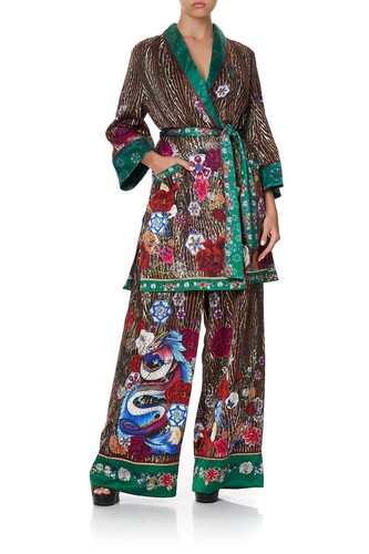 Camilla Jewel Of Jupiter Silk Roll Neck Pyjama Jacket Sz S Robe w/ Tie RRP $899 - Picture 15 of 24