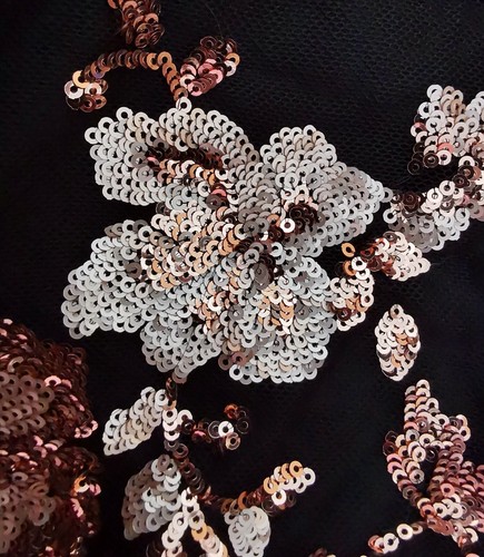 Short Sequin Dress Size 10 Black Mesh Glitter Copper Soft Stretch Lined - Picture 13 of 21