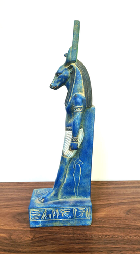 Rare Egyptian Goddess Hathor in Cow Form with Sun Disk - Stone Statue - Picture 5 of 15