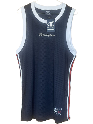 CHAMPION, MENS NAVY BLUE, BASKETBALL VEST / JERSEY, NEW WITH TAGS, SIZE L.