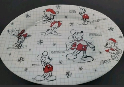 Disney Parks Serving Platter Christmas Mickey Minnie Mouse Sketchbook New - Picture 1 of 4