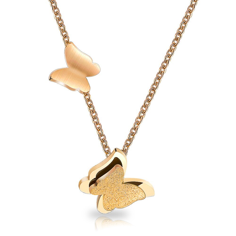 DAMEN HALSKETTE IN GOLD SCHMETTERLING ANHÄNGER COLLIER …