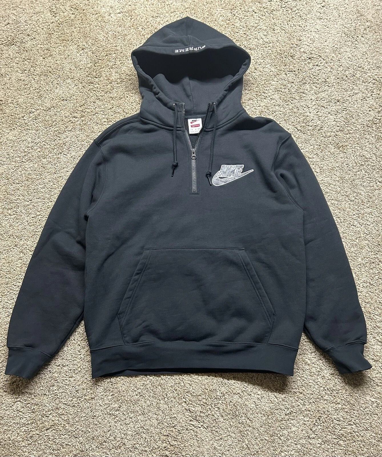 Sweat à capuche noir Supreme Nike demi zip homme petit S