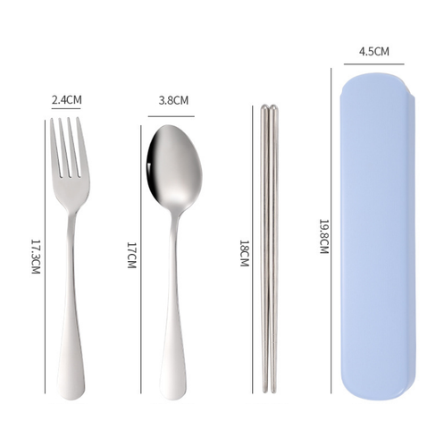 3pcs Cutlery Set Stainless Travel School Picnic Spoon Fork Chopsticks Tableware - Picture 4 of 9