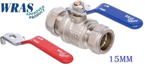 Druckhebel Kugelhahn Vollbohrung blau & roter Griff 15 mm / 22 mm / 28 mm - Bild 8 von 19