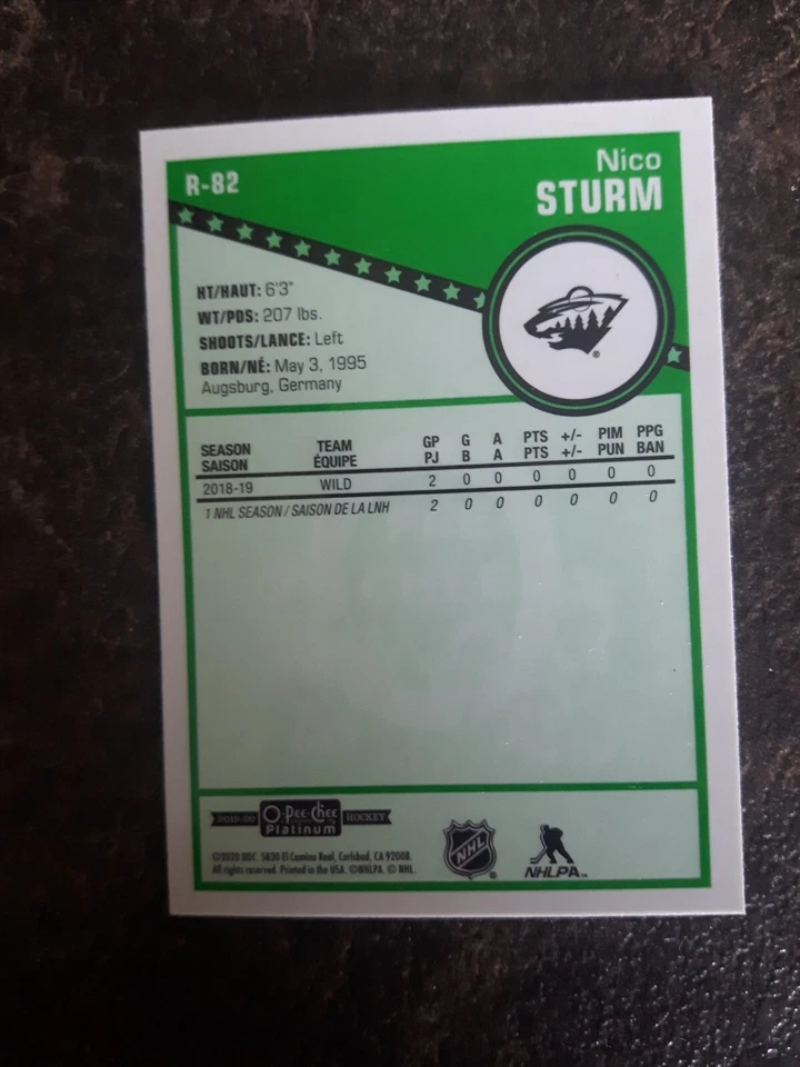 2019-20 O-Pee-Chee Platinum Rookie Nico Sturm Card# R-82 - Image 2 of 2