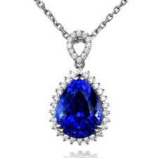 New Silver Chain Charm Waterdrop Ocean Blue Topaz Gems Women Necklace Pendants