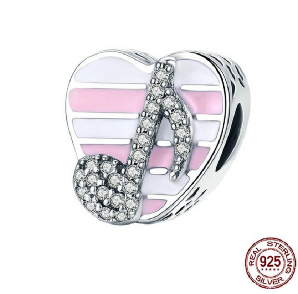 100 925 Sterling Silver Romantic Music Note Heart Beads Charm pandora eBay