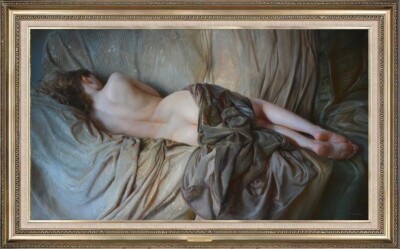 Handmade Original Oil Painting art female nude girl on canvas 20''X36''