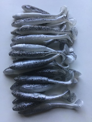 3.5” Swimming Minnow, Swim Bait, Paddle Tail, Smoke (25) - Picture 1 of 4