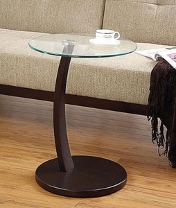Winsome Wood Cassie Accent Table with Glass Top Cappuccino Finish