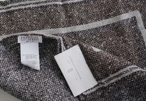 NUEVO Auténtico Pañuelo Bolsillo Cuadrado Mezcla Lino BRUNELLO CUCINELLI - Imagen 3 de 3