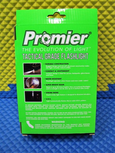 Promier LED 5 Mode Tactical Grade Flashlight w/Strobe & SOS Beam P-tackite-6/12 - Picture 2 of 3