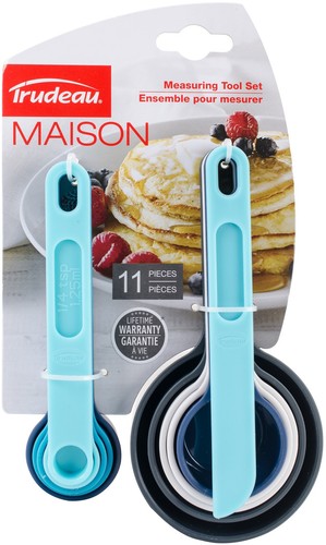 Trudeau Measuring Cups & Spoons Set 11pcs-Grey,White,Turquoise & Light Blue 0511
