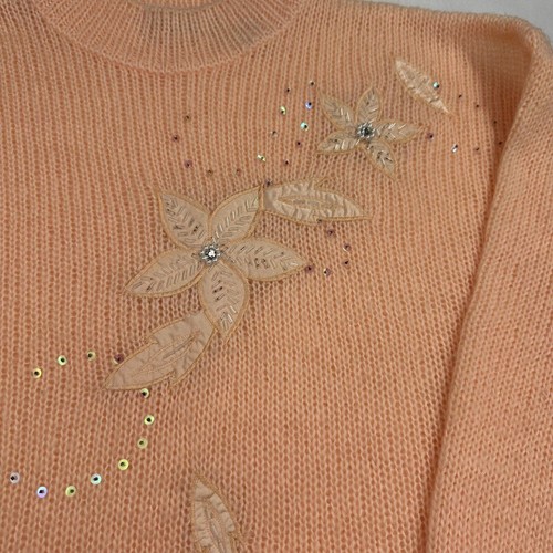 Maggie Lawrence VINTAGE 80'S SWEATER PEACH W/SILVER BUGLE BEADS 22W/42 soft! - Picture 18 of 18