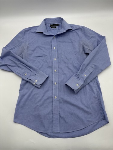 Lauren Ralph Lauren Slim Fit Hemd Bügelfrei Knopfleiste Herren 15,5 Blau.#35234
